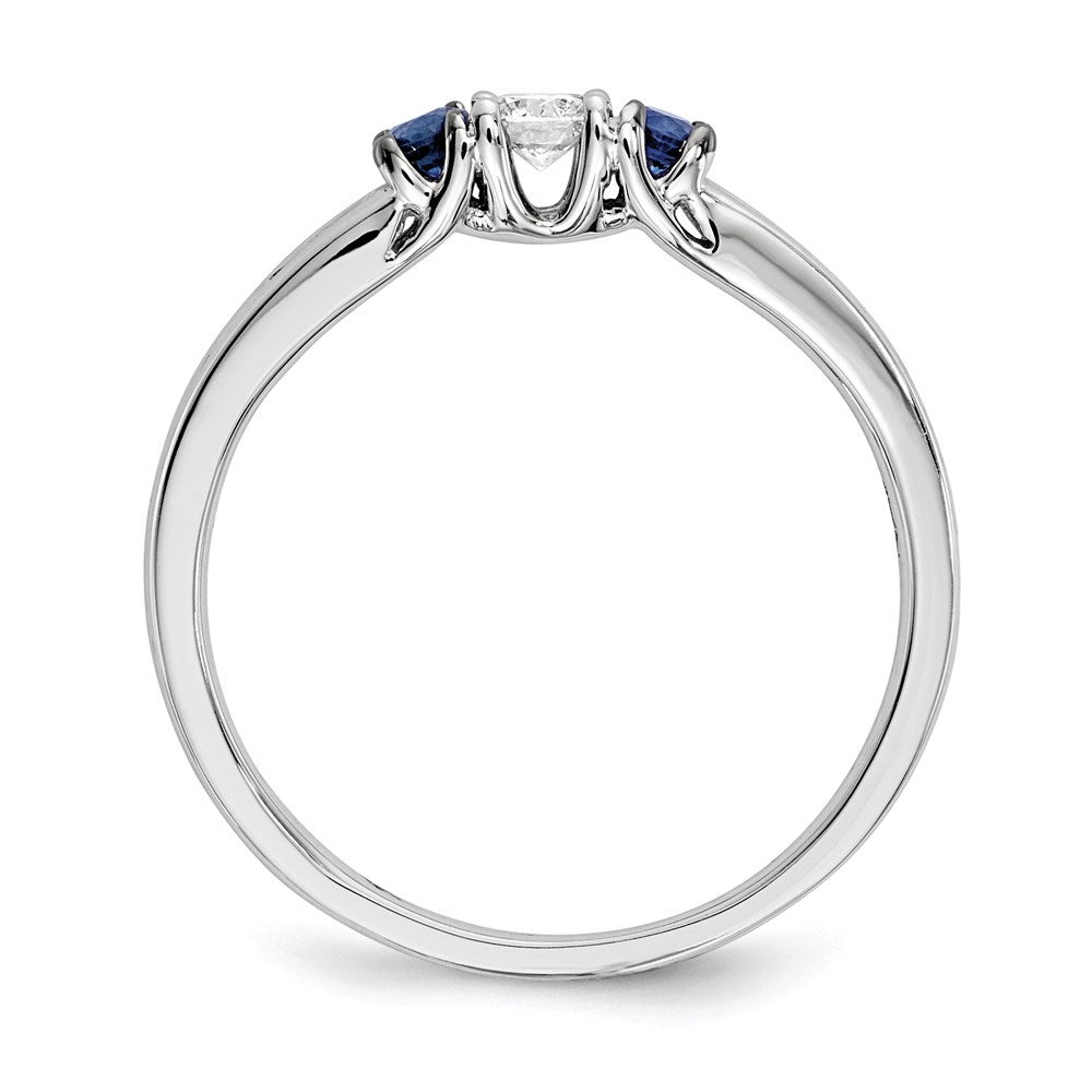 14K Weißgold Echt Diamant & Saphir Ring