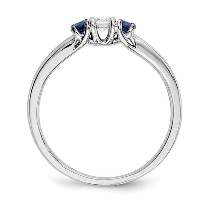 14K Weißgold Echt Diamant & Saphir Ring