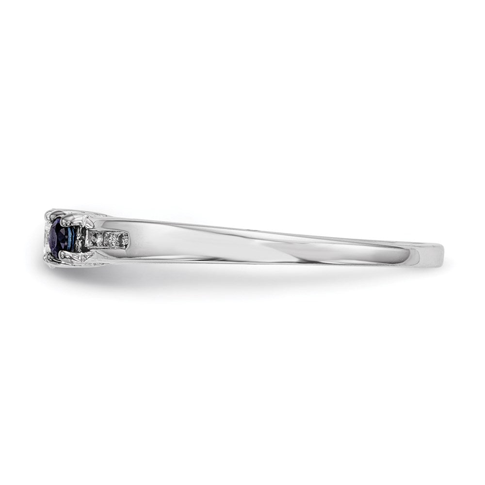 14K Weißgold Echt Diamant & Saphir Ring