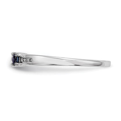 14K Weißgold Echt Diamant & Saphir Ring