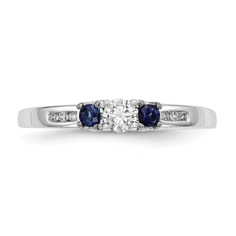 14K Weißgold Echt Diamant & Saphir Ring