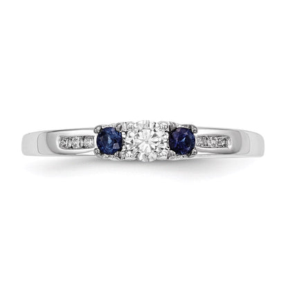 14K Weißgold Echt Diamant & Saphir Ring
