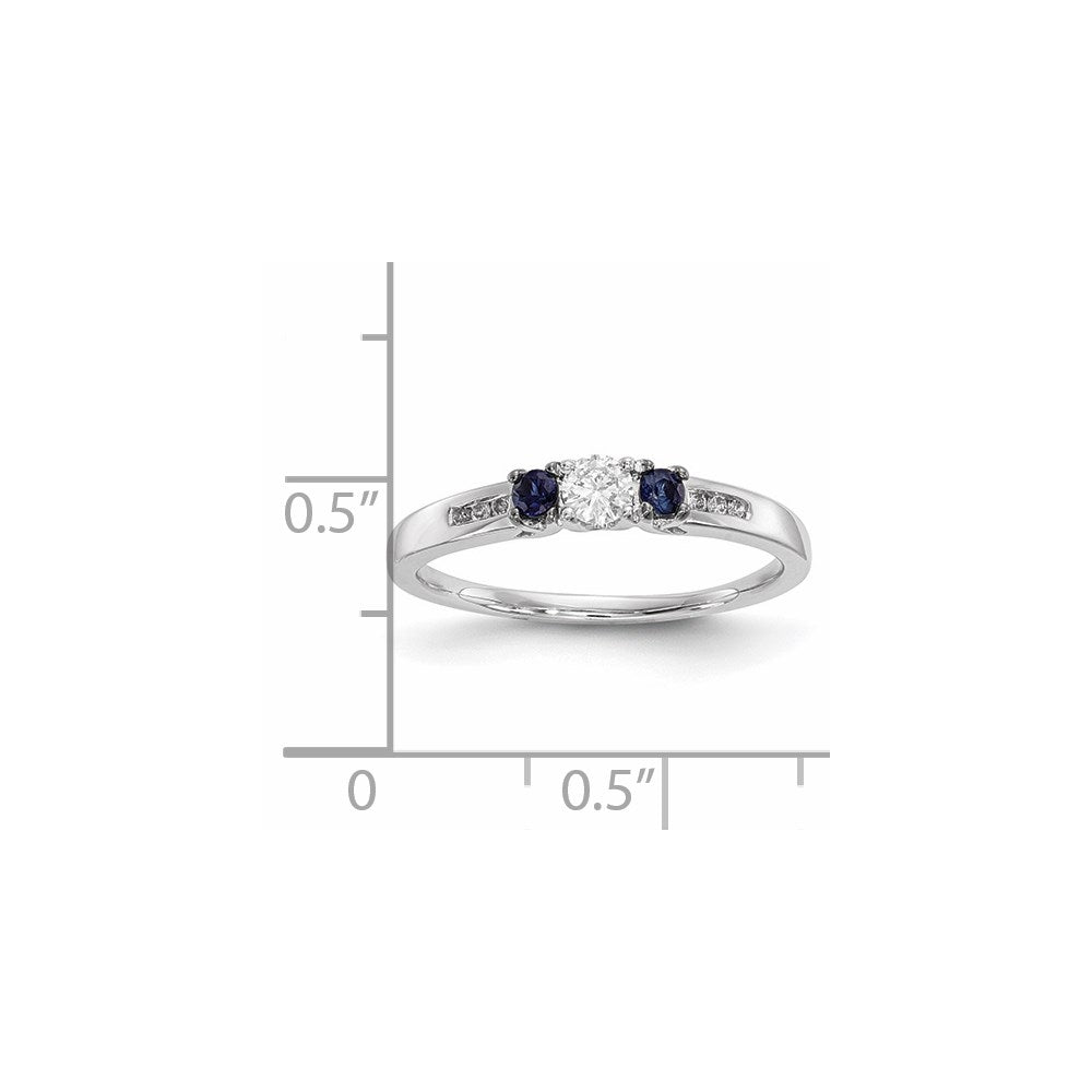 14K Weißgold Echt Diamant & Saphir Ring