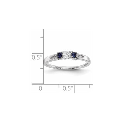 14K Weißgold Echt Diamant & Saphir Ring