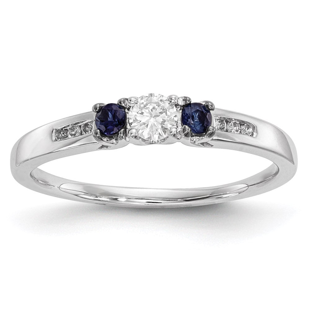 14K Weißgold Echt Diamant & Saphir Ring