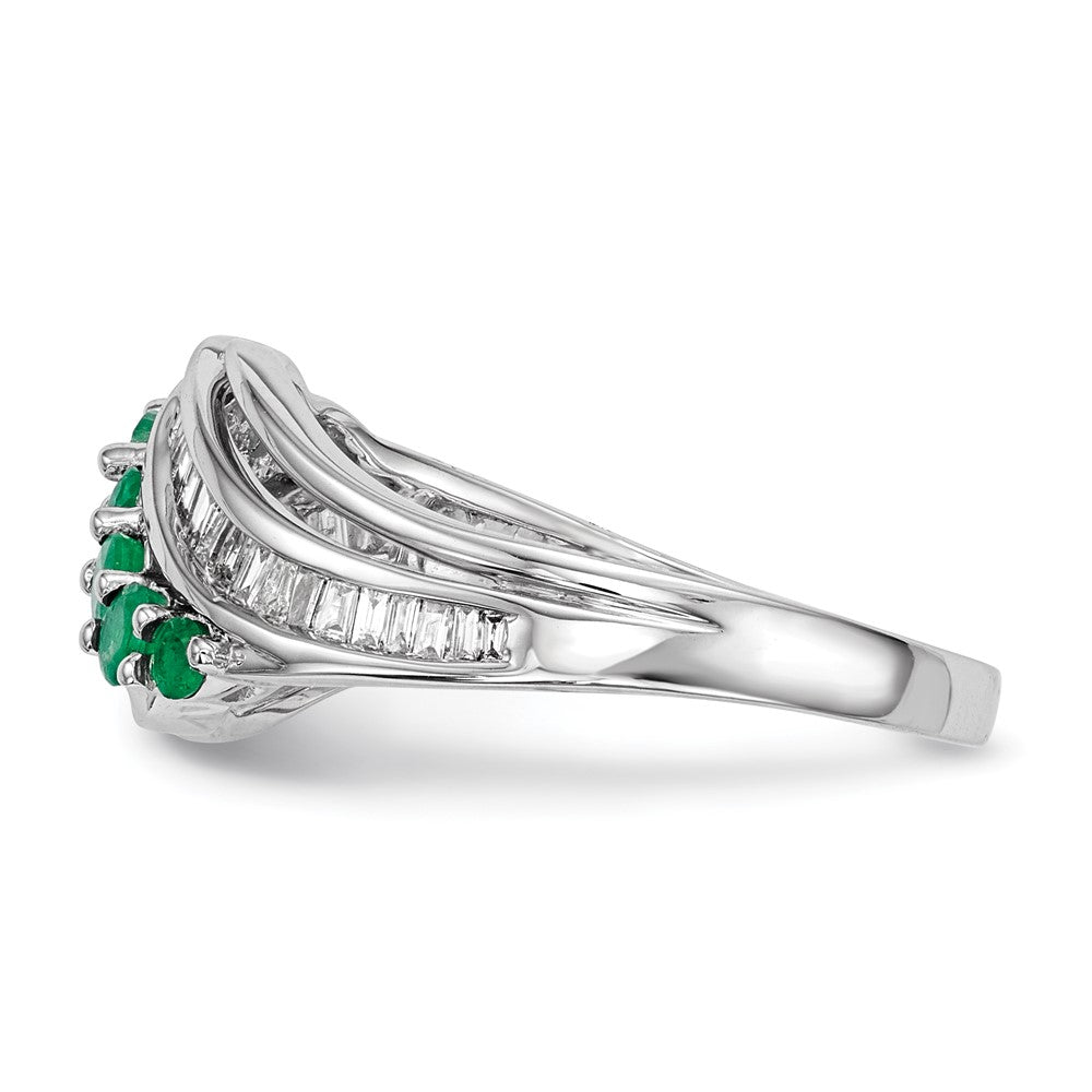 14K Weißgold Echt Diamant & Smaragd Ring