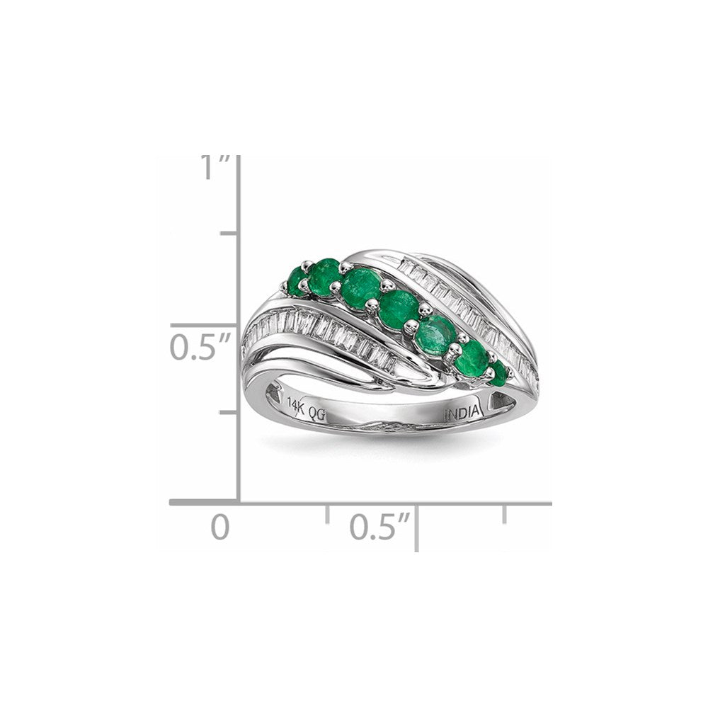14K Weißgold Echt Diamant & Smaragd Ring