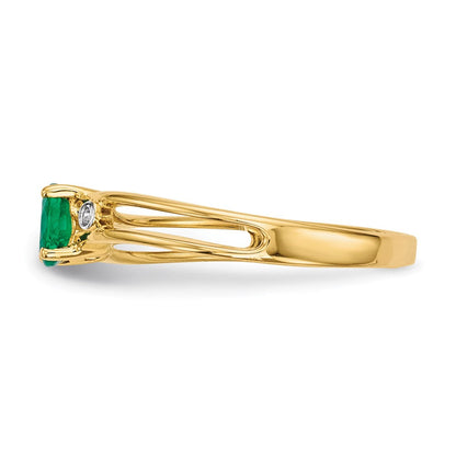 14K Gold mit Smaragd & Echt Diamant Ring