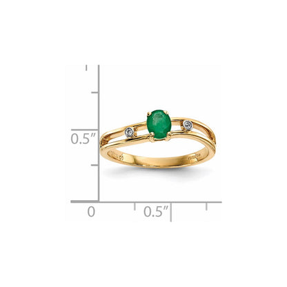 14K Gold mit Smaragd & Echt Diamant Ring