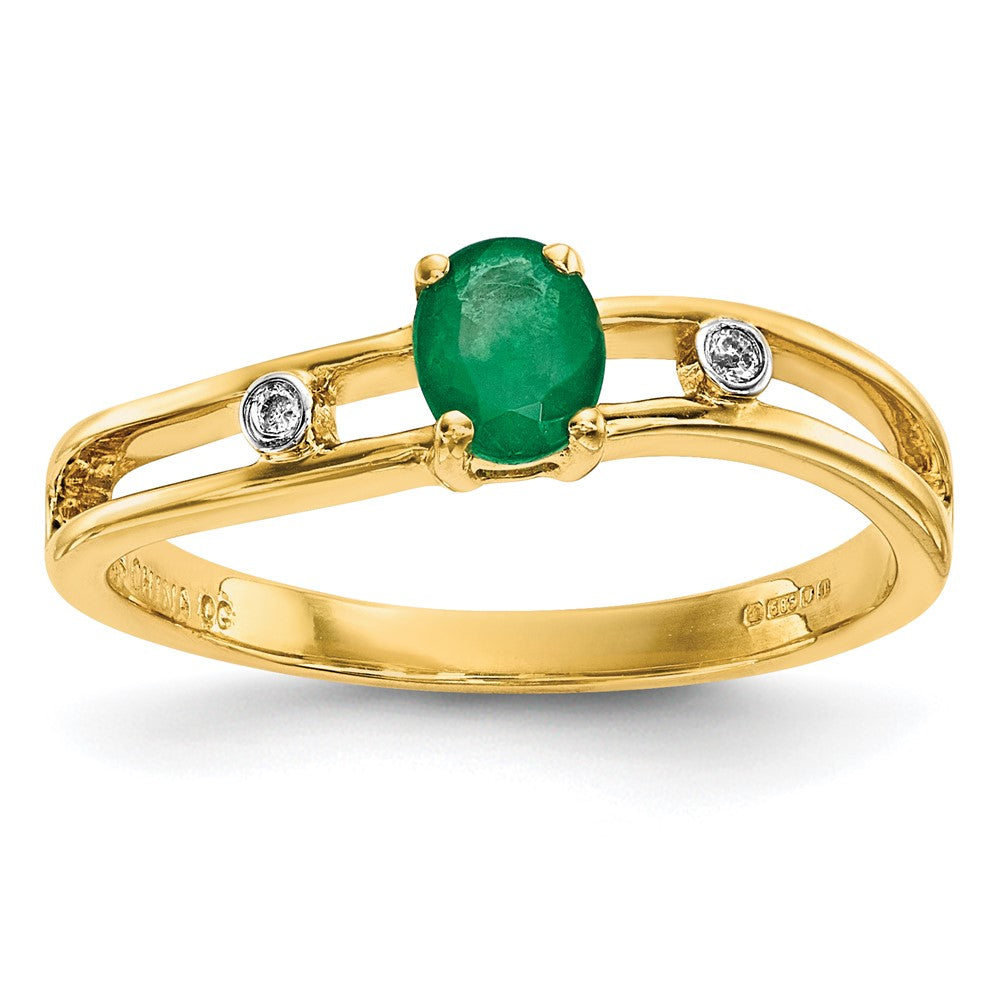 14K Gold mit Smaragd & Echt Diamant Ring