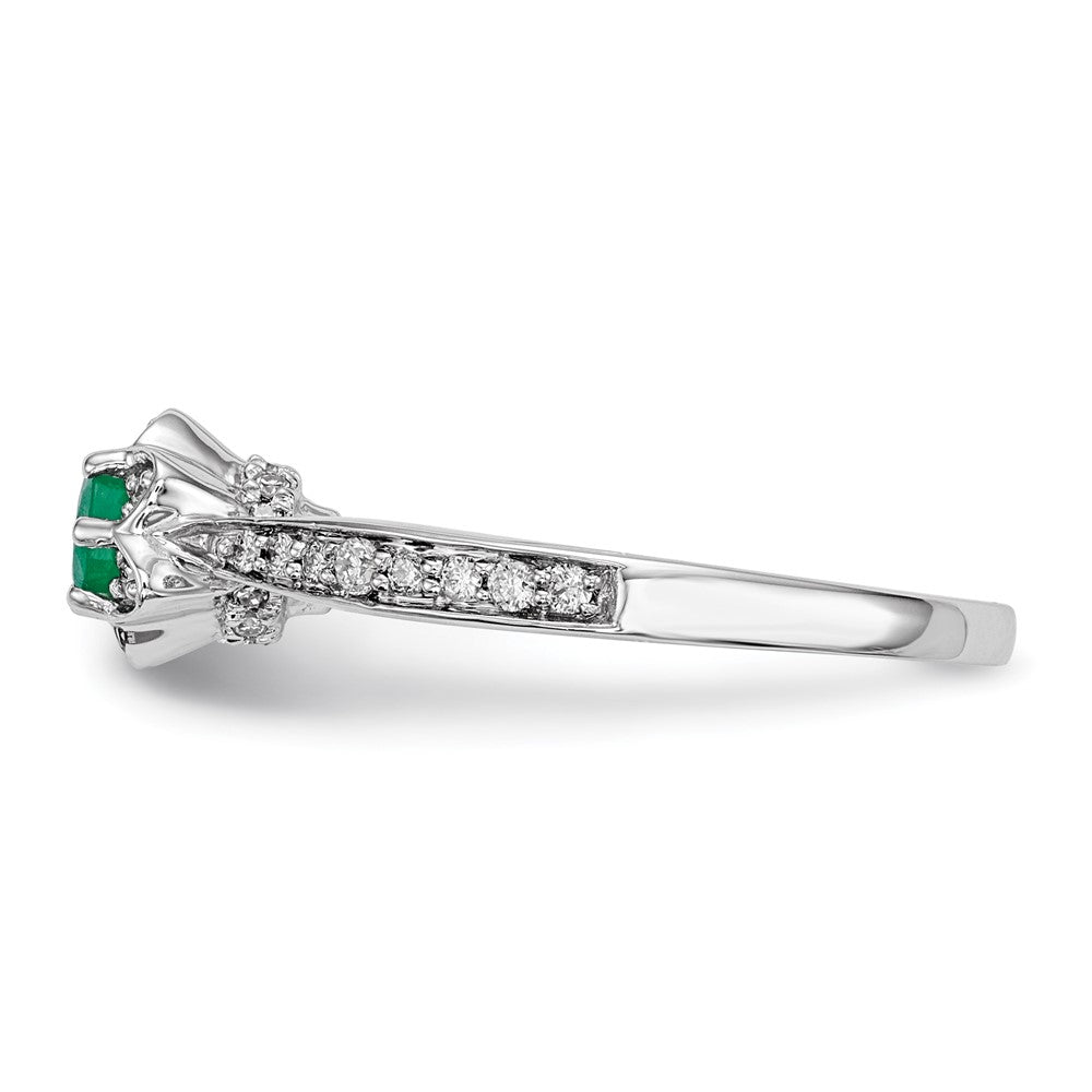 14K Weißgold Echt Diamant & Smaragd Ring