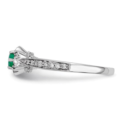 14K Weißgold Echt Diamant & Smaragd Ring