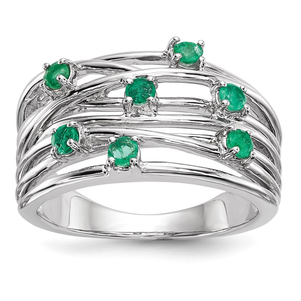 14K Weißgold Smaragd Ring