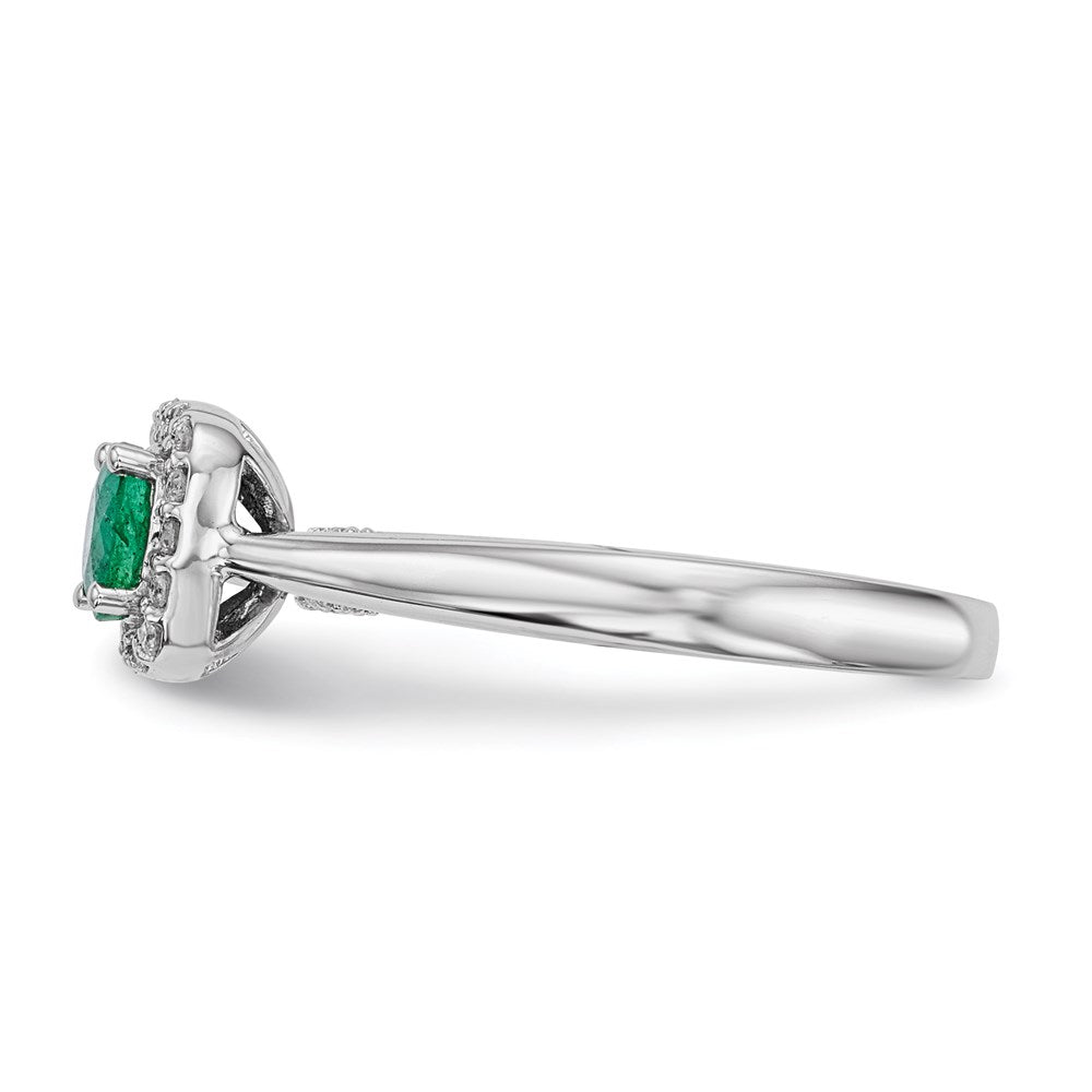 14K Weißgold Echt Diamant & Smaragd Ring