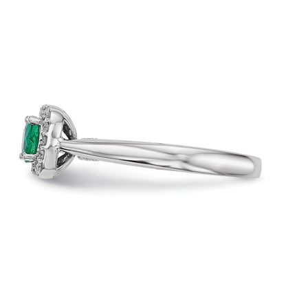 14K Weißgold Echt Diamant & Smaragd Ring