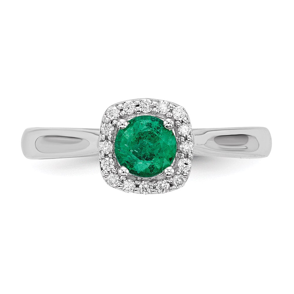 14K Weißgold Echt Diamant & Smaragd Ring