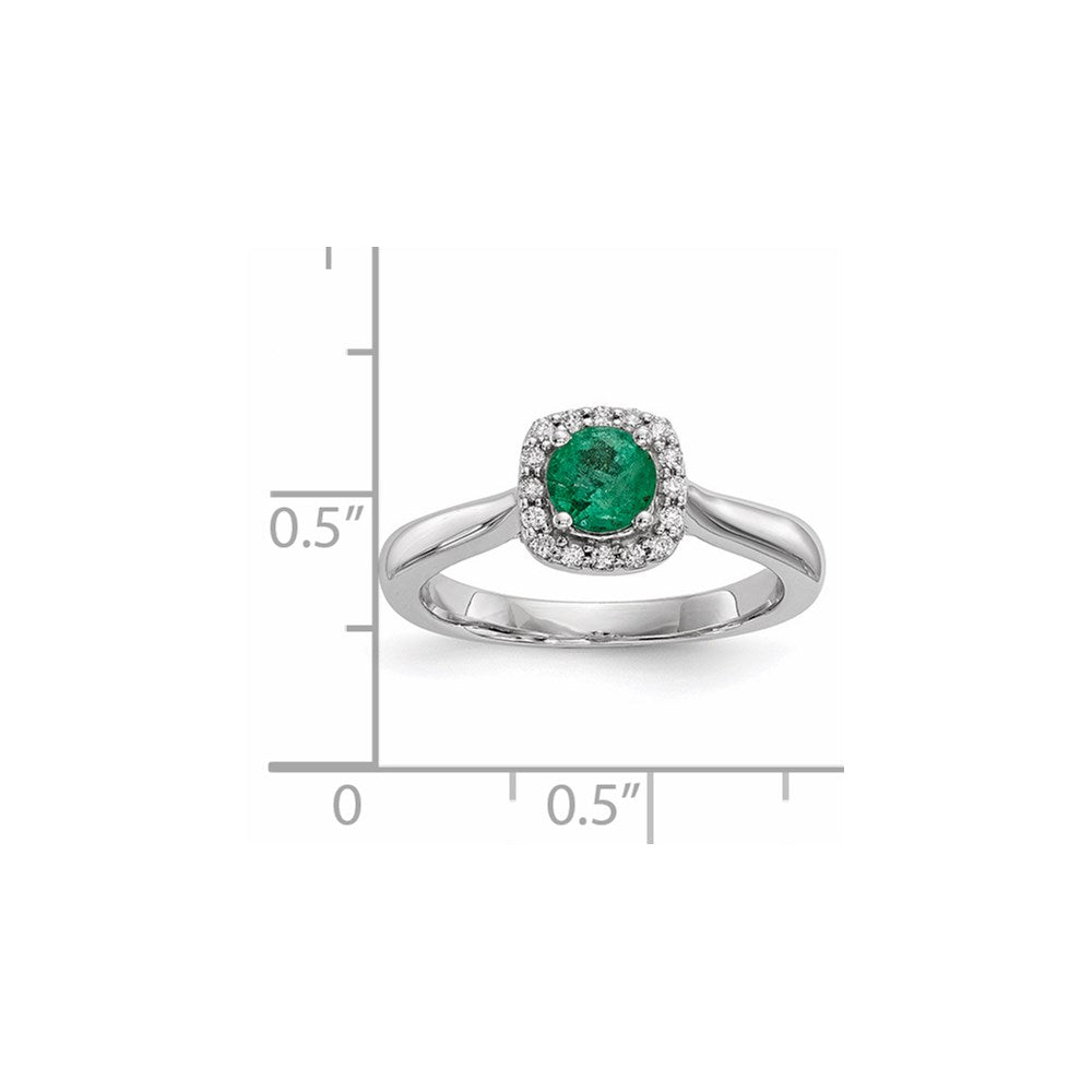 14K Weißgold Echt Diamant & Smaragd Ring