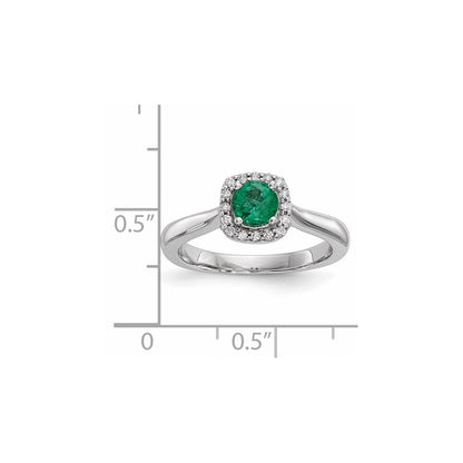 14K Weißgold Echt Diamant & Smaragd Ring