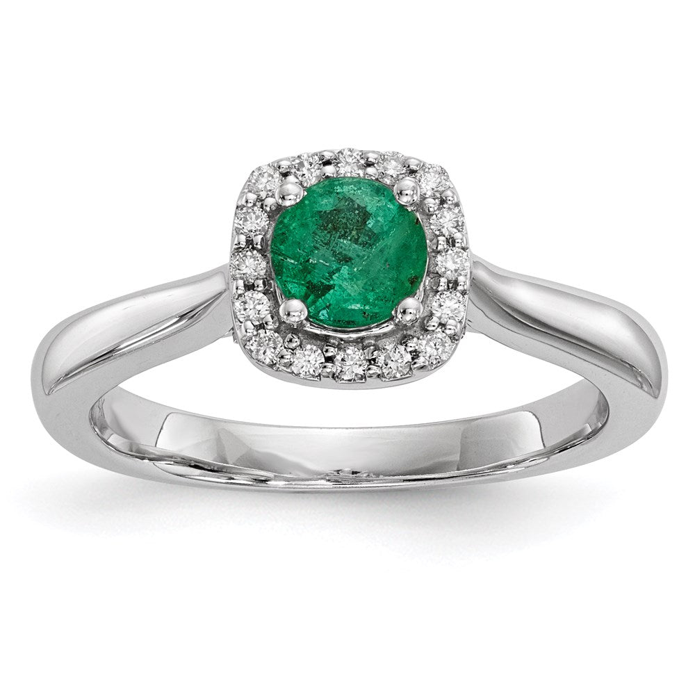 14K Weißgold Echt Diamant & Smaragd Ring