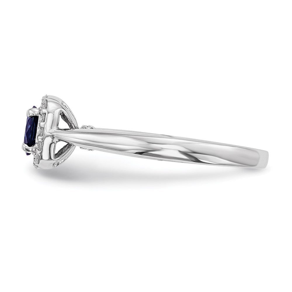 14K Weißgold Echt Diamant & Saphir Ring