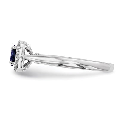14K Weißgold Echt Diamant & Saphir Ring
