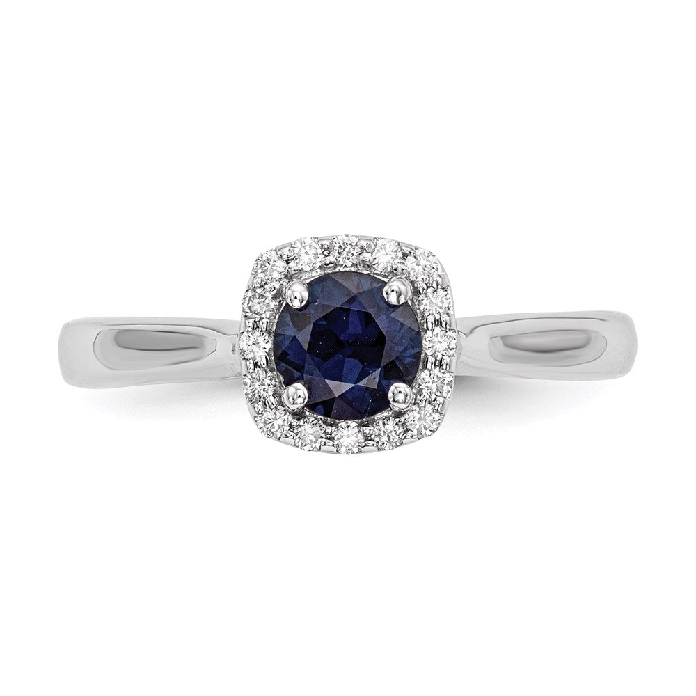 14K Weißgold Echt Diamant & Saphir Ring