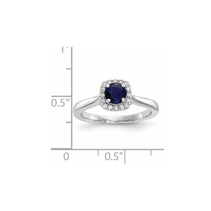 14K Weißgold Echt Diamant & Saphir Ring