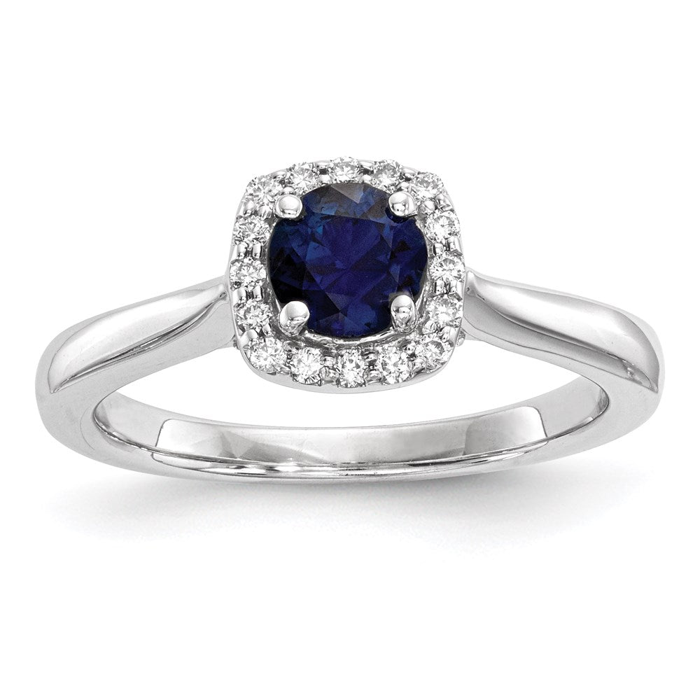 14K Weißgold Echt Diamant & Saphir Ring