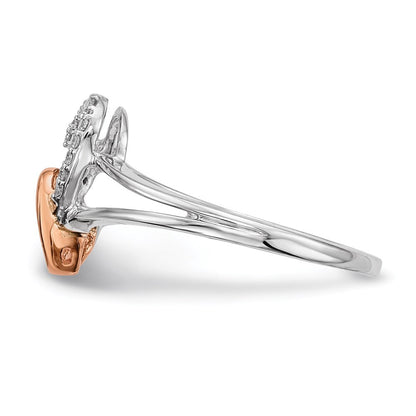 14K Weiß-/Roségold Ring mit echten Diamanten