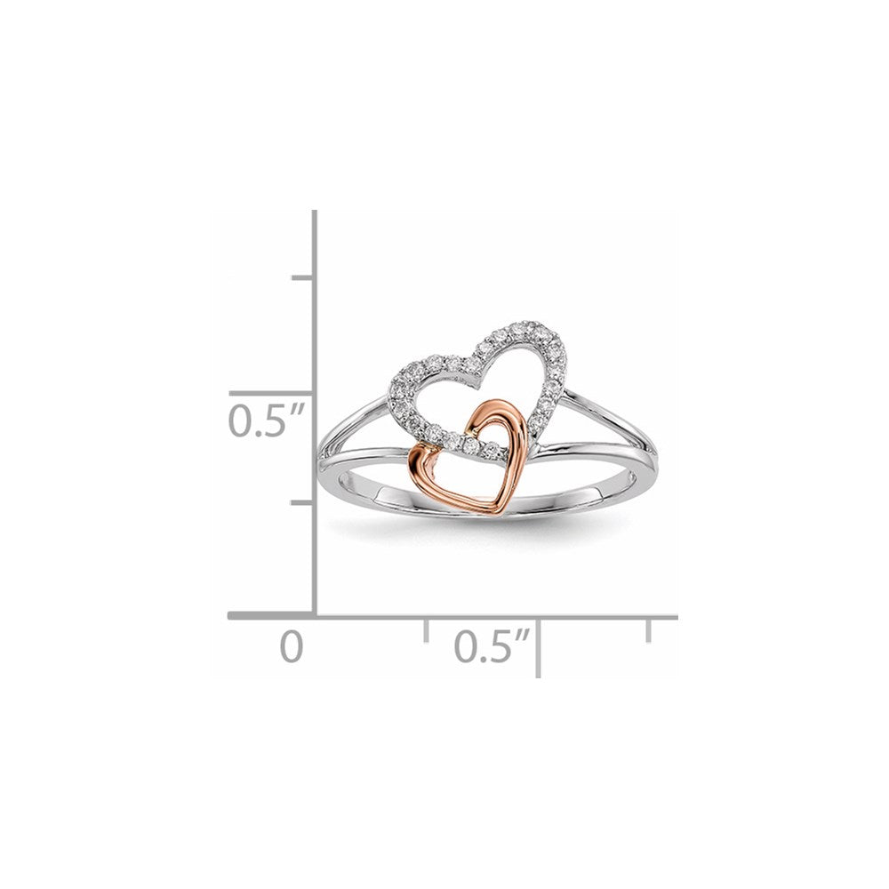 14K Weiß-/Roségold Ring mit echten Diamanten