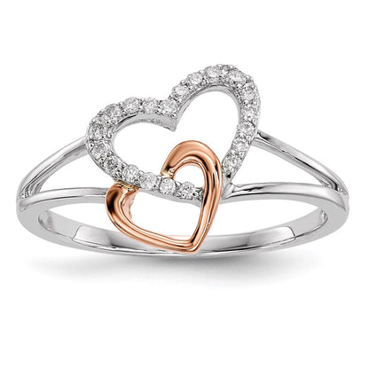 14K Weiß-/Roségold Ring mit echten Diamanten