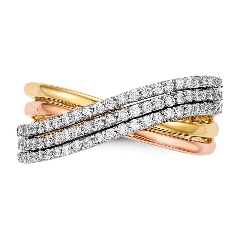 14K Weiß-/Gelb-/Roségold Ring mit echten Diamanten