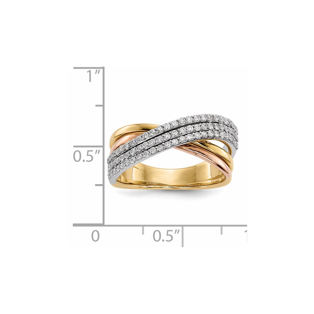 14K Weiß-/Gelb-/Roségold Ring mit echten Diamanten