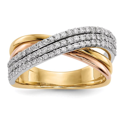 14K Weiß-/Gelb-/Roségold Ring mit echten Diamanten