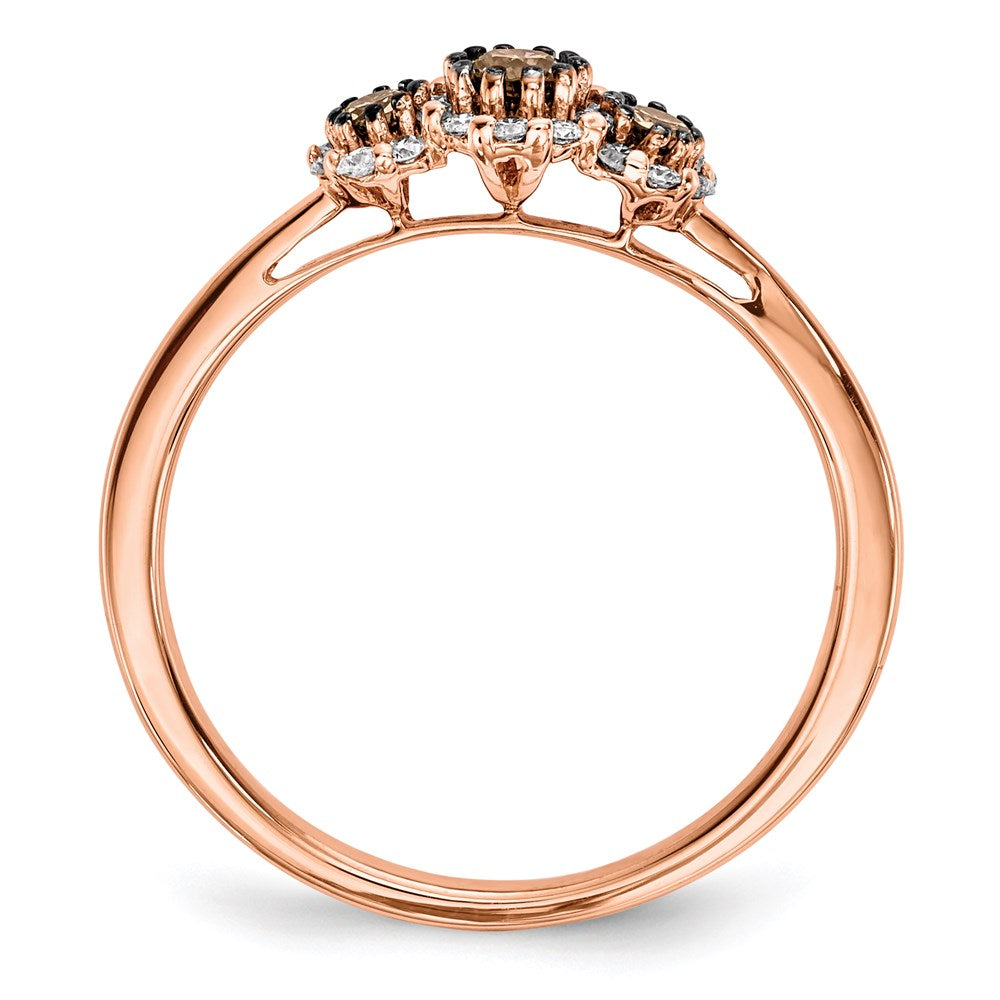 14K Roségold Ring mit weißen/champagnerfarbenen echten Diamanten