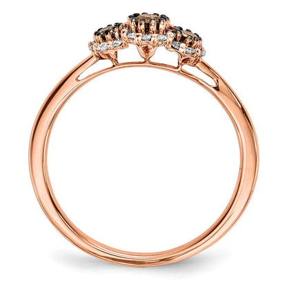 14K Roségold Ring mit weißen/champagnerfarbenen echten Diamanten