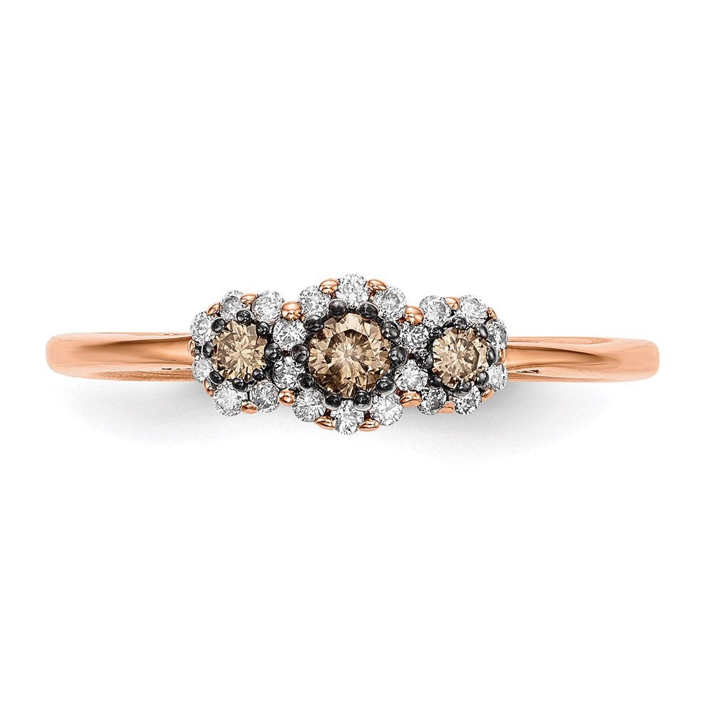 14K Roségold Ring mit weißen/champagnerfarbenen echten Diamanten
