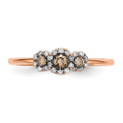 14K Roségold Ring mit weißen/champagnerfarbenen echten Diamanten
