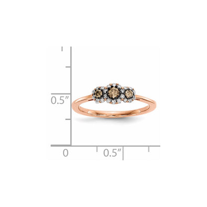 14K Roségold Ring mit weißen/champagnerfarbenen echten Diamanten