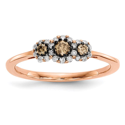 14K Roségold Ring mit weißen/champagnerfarbenen echten Diamanten