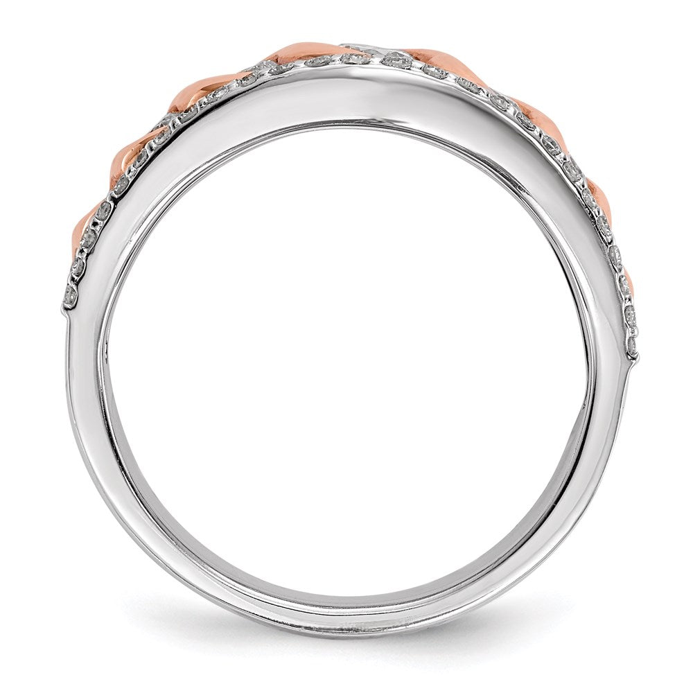 14K Weiß-/Roségold Ring mit echten Diamanten
