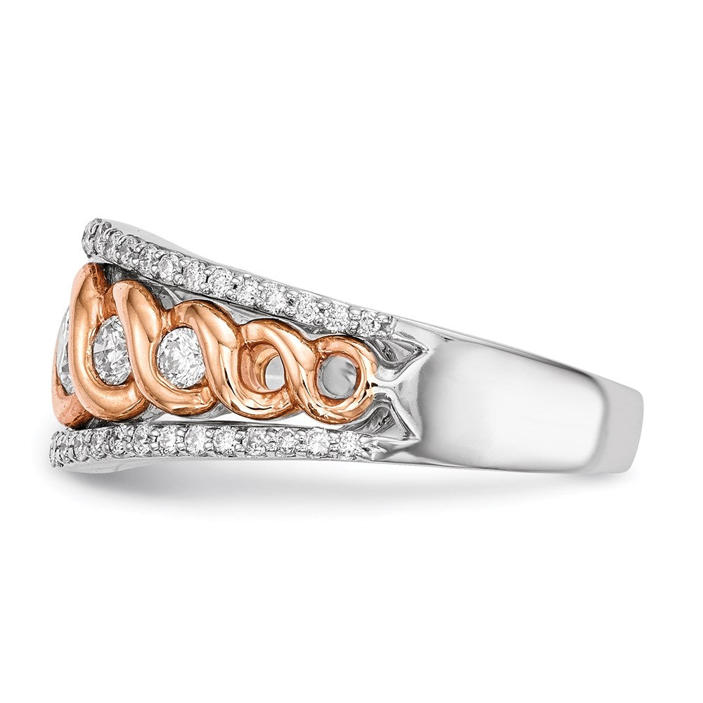14K Weiß-/Roségold Ring mit echten Diamanten