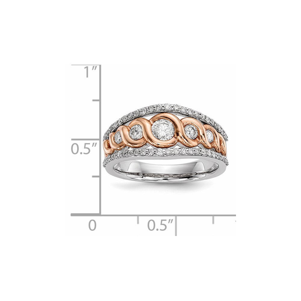 14K Weiß-/Roségold Ring mit echten Diamanten