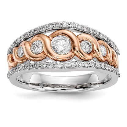 14K Weiß-/Roségold Ring mit echten Diamanten