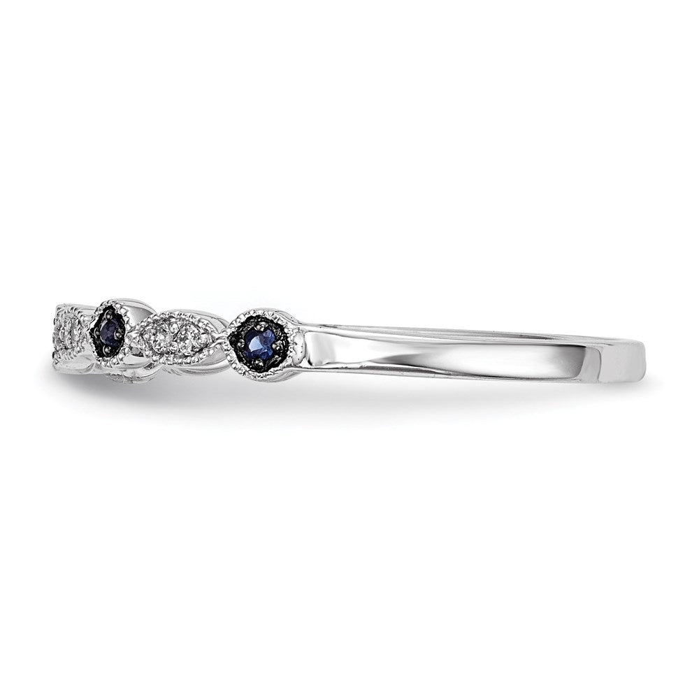 14K Weißgold Ring mit blauen/weißen echten Diamanten