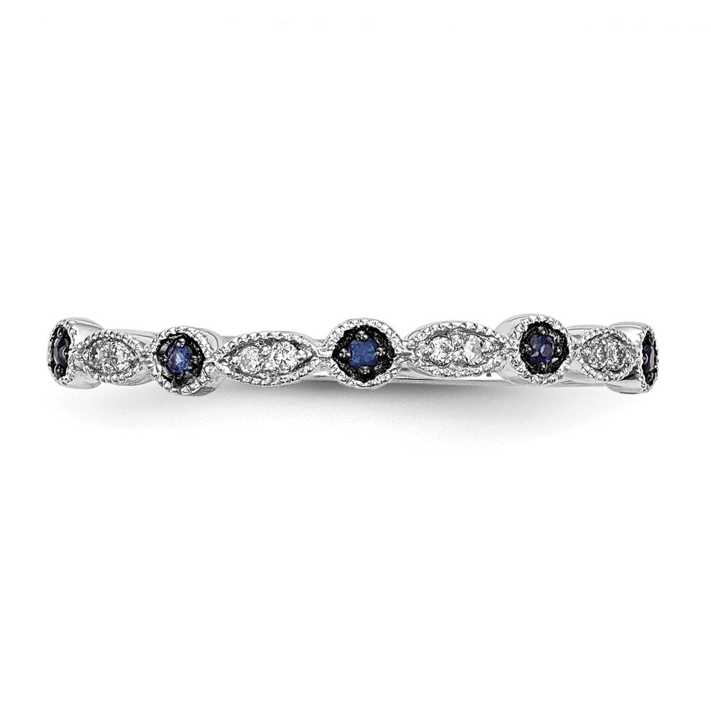 14K Weißgold Ring mit blauen/weißen echten Diamanten