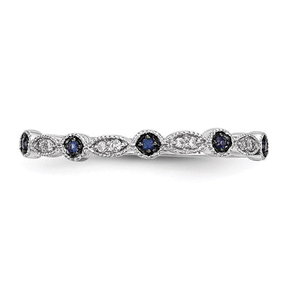 14K Weißgold Ring mit blauen/weißen echten Diamanten
