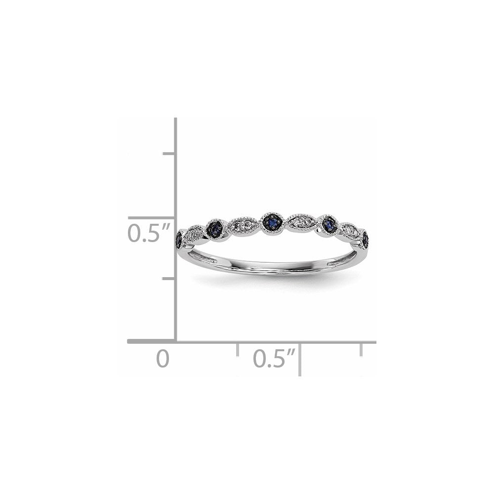 14K Weißgold Ring mit blauen/weißen echten Diamanten