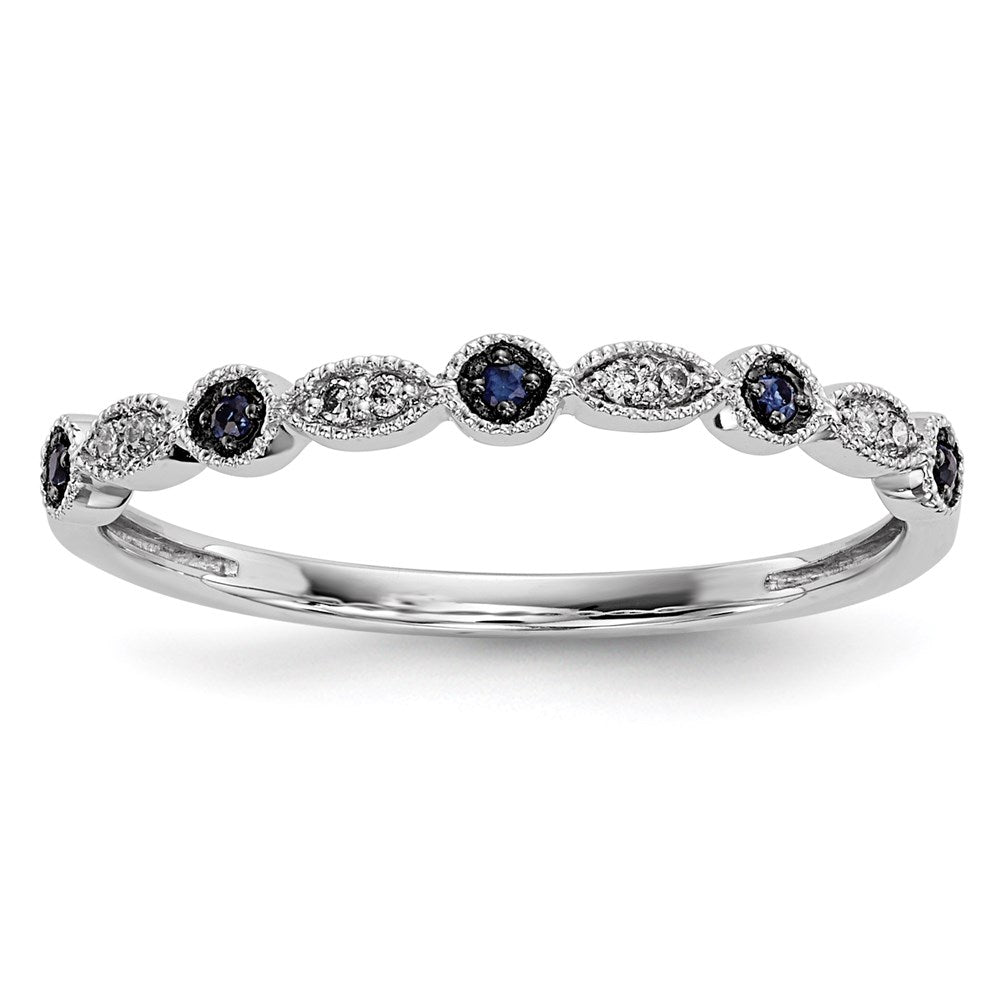 14K Weißgold Ring mit blauen/weißen echten Diamanten