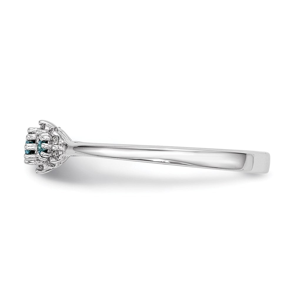14K Weißgold Ring mit blauen/weißen echten Diamanten